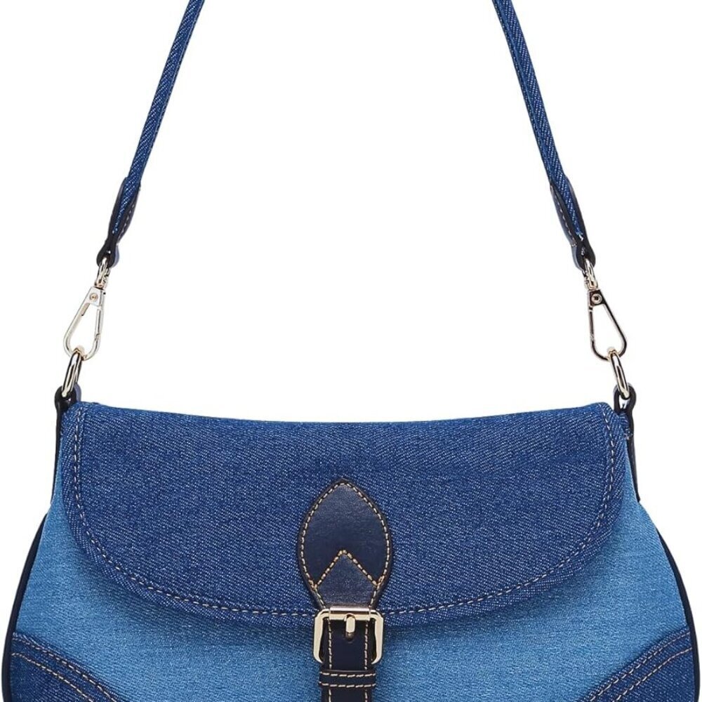 Denim Shoulder Bag for Women Blue Jean Purse Crossbody Hobo Casual Business